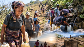 Warga Desa Sisir, Kecamatan Elar, Manggarai Timur, harus menempuh perjalanan hingga 3 kilometer untuk mendapatkan air di tengah krisis air yang berlangsung berbulan-bulan.